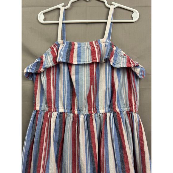 OshKosh B'gosh Girls Red White Blue Striped Sundress, Size 8 - Picture 2 of 4